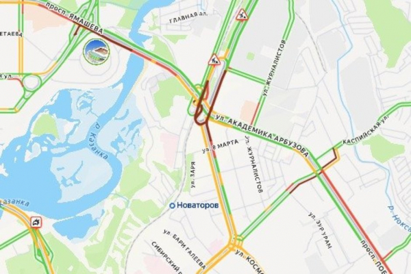 В Казани образовались километровые заторы на трех участках