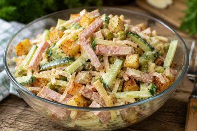Салат «На скорую руку»: картошку в духовку и нарезаю 4 продукта — через 15 минут подаю на стол