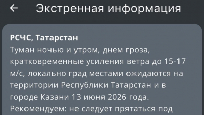 Штормовое предупреждение: туман, гроза и град ожидаются в Татарстане 12/06/2026 –